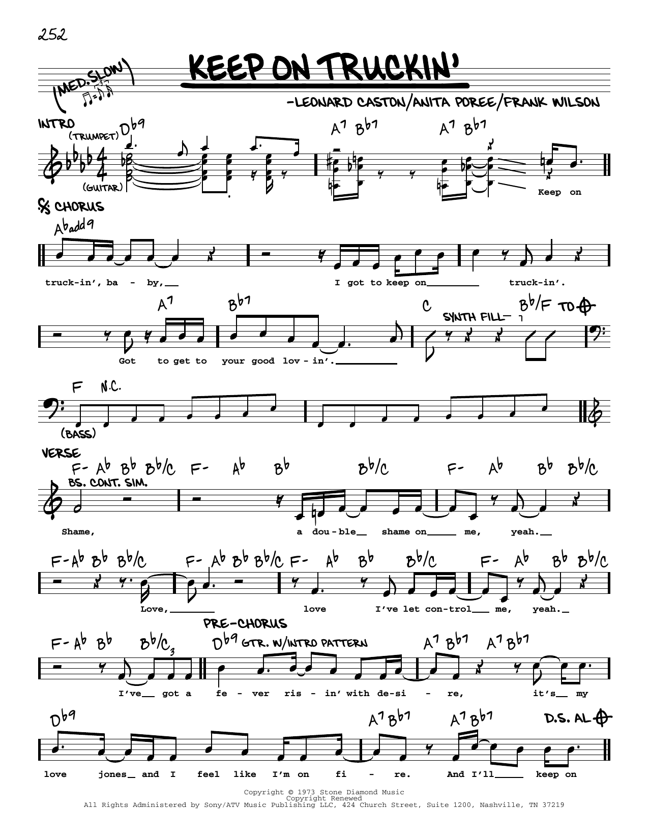 Eddie Kendricks Keep On Truckin' Sheet Music Notes & Chords for Real Book – Melody & Chords - Download or Print PDF