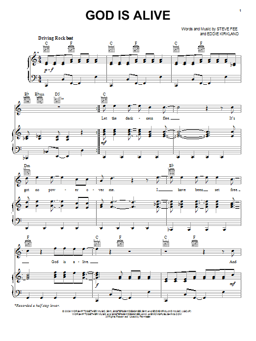 Eddie Kirkland God Is Alive Sheet Music Notes & Chords for Piano, Vocal & Guitar (Right-Hand Melody) - Download or Print PDF
