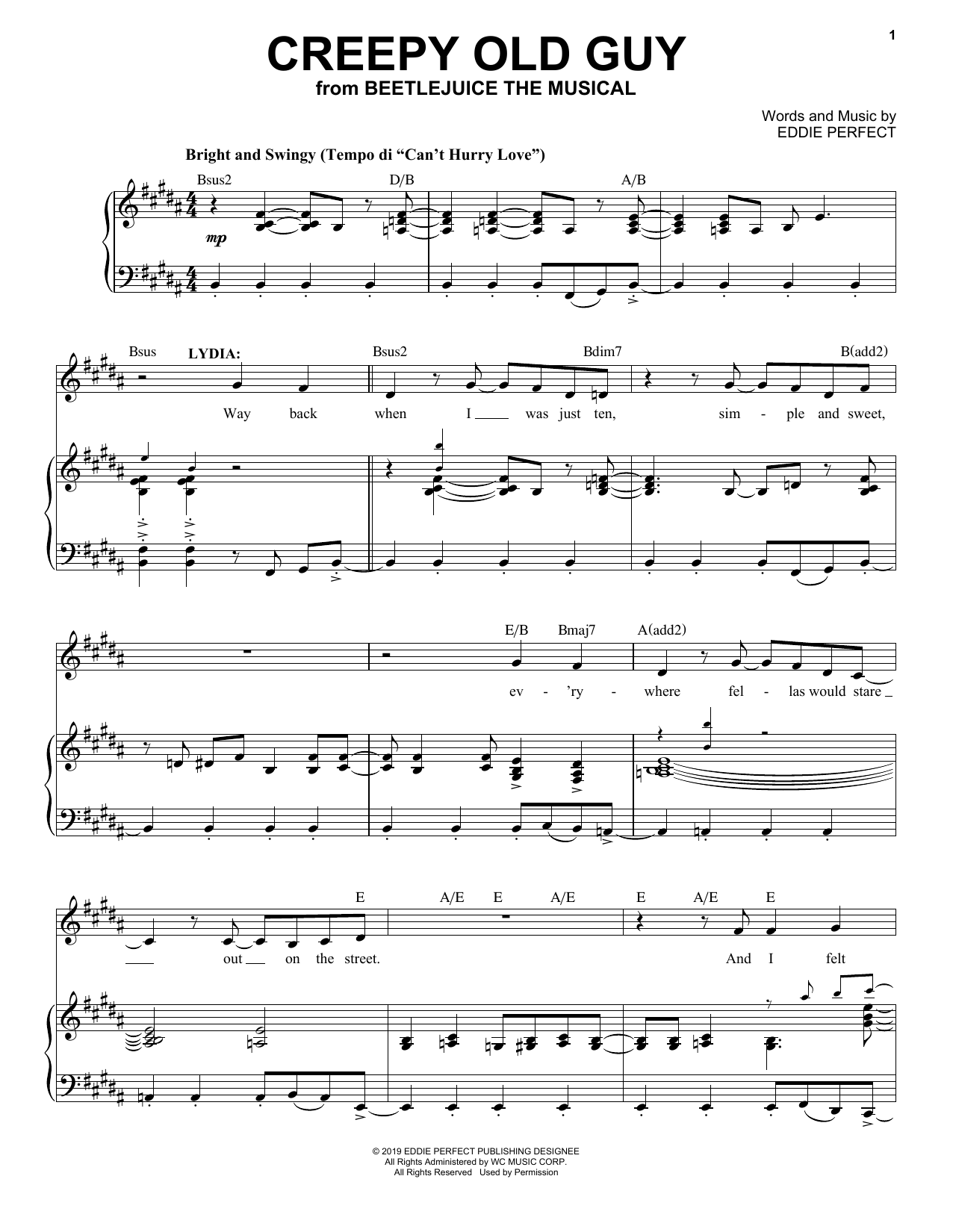 Eddie Perfect Creepy Old Guy (from Beetlejuice The Musical) Sheet Music Notes & Chords for Piano & Vocal - Download or Print PDF