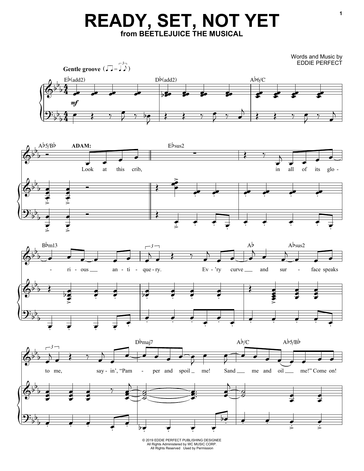 Eddie Perfect Ready, Set, Not Yet (from Beetlejuice The Musical) Sheet Music Notes & Chords for Piano & Vocal - Download or Print PDF