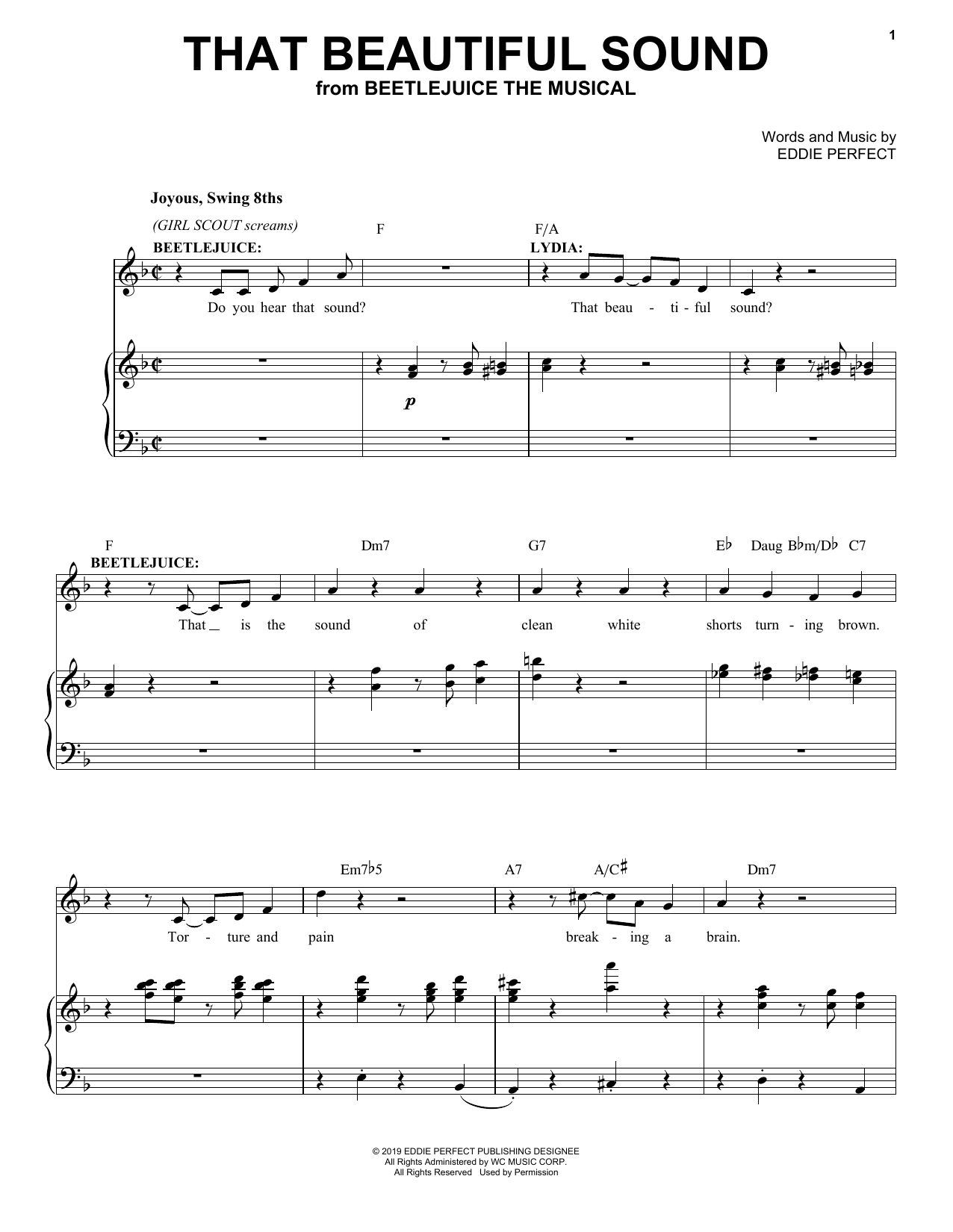 Eddie Perfect That Beautiful Sound (from Beetlejuice The Musical) Sheet Music Notes & Chords for Very Easy Piano - Download or Print PDF