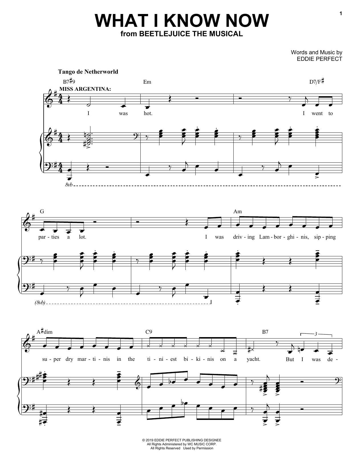Eddie Perfect What I Know Now (from Beetlejuice The Musical) Sheet Music Notes & Chords for Piano & Vocal - Download or Print PDF