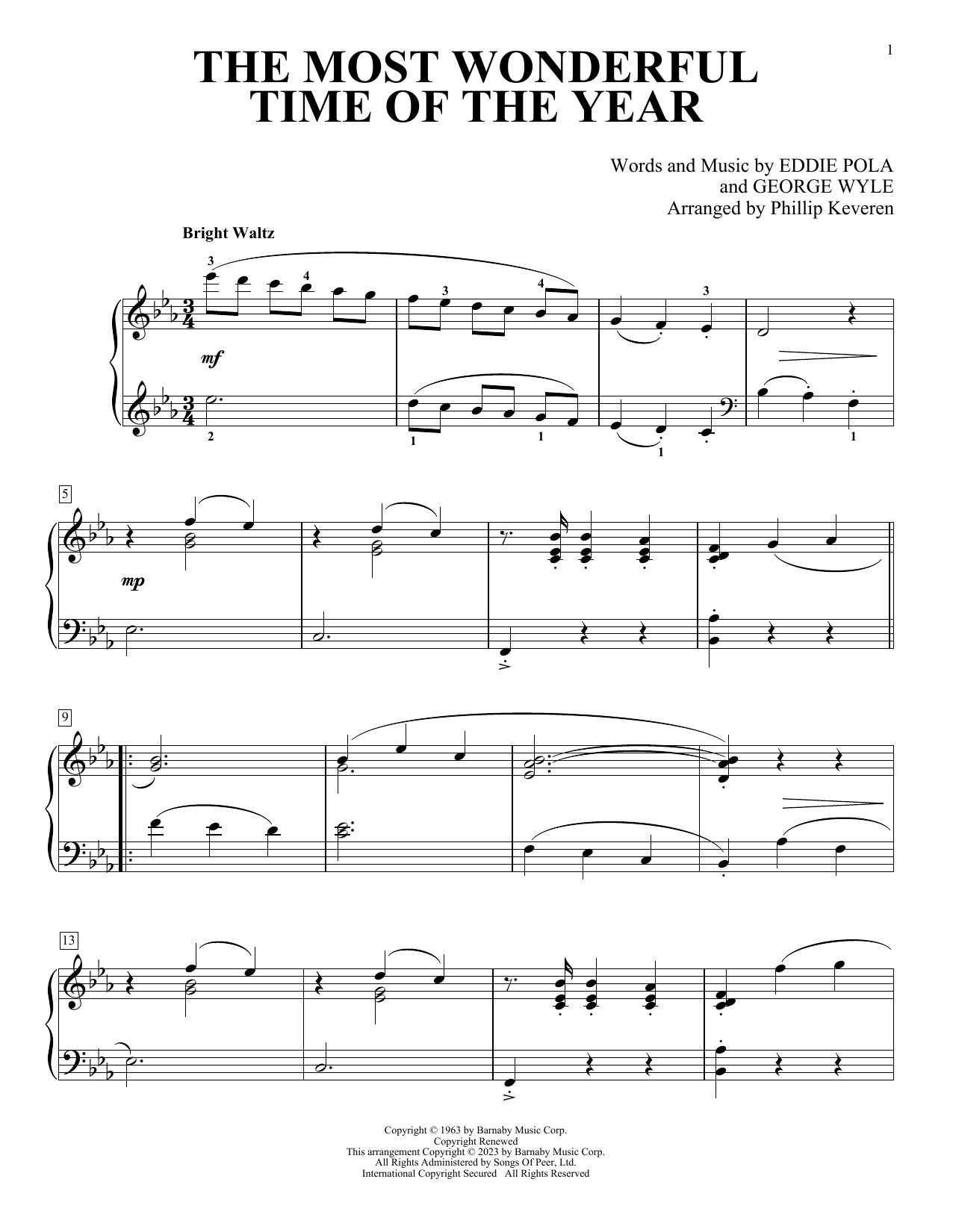Eddie Pola & George Wyle The Most Wonderful Time Of The Year Sheet Music Notes & Chords for Piano Solo - Download or Print PDF