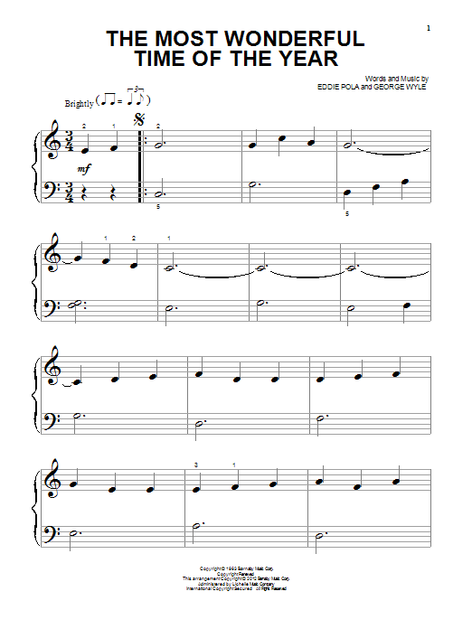 Eddie Pola The Most Wonderful Time Of The Year Sheet Music Notes & Chords for Clarinet Duet - Download or Print PDF
