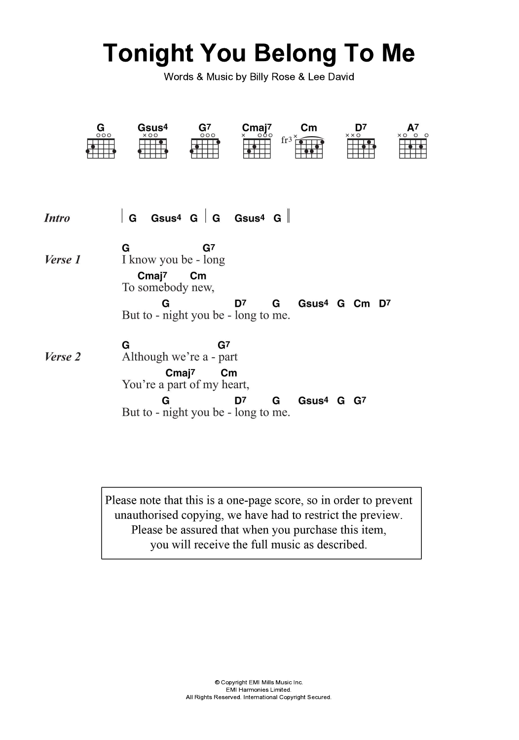 Eddie Vedder Tonight You Belong To Me Sheet Music Notes & Chords for Lyrics & Chords - Download or Print PDF