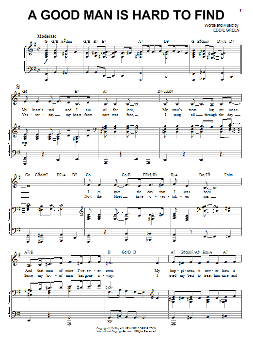 Preview Eddie Green A Good Man Is Hard To Find Jazz sheet music, notes and chords for Real Book - Melody & Chords - C Instruments, SKU: 60423 A Good Man Is Hard To Find sheet music
