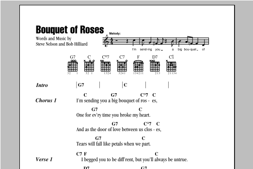 Eddy Arnold Bouquet Of Roses Sheet Music Notes & Chords for Lyrics & Chords - Download or Print PDF