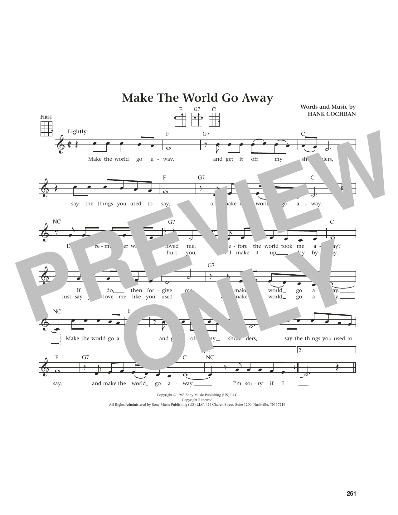 Eddy Arnold Make The World Go Away (from The Daily Ukulele) (arr. Jim Beloff) Sheet Music Notes & Chords for Ukulele - Download or Print PDF