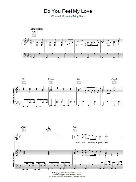 Eddy Grant Do You Feel My Love Sheet Music Notes & Chords for Lyrics & Chords - Download or Print PDF