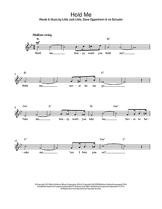 Preview Eddy Arnold Hold Me Easy Listening sheet music, notes and chords for Melody Line, Lyrics & Chords, SKU: 14630 Hold Me sheet music