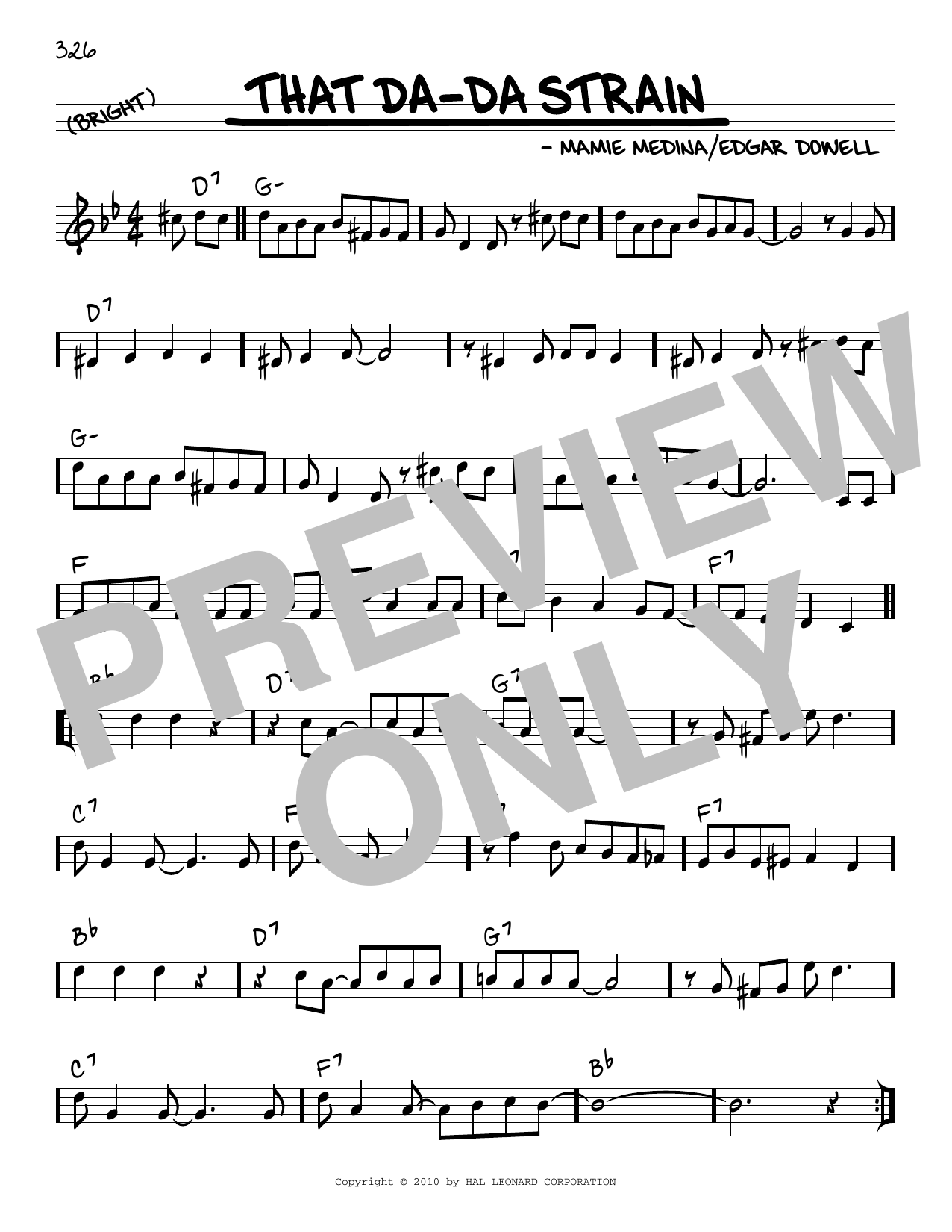 Edgar Dowell That Da-Da Strain (arr. Robert Rawlins) Sheet Music Notes & Chords for Real Book – Melody, Lyrics & Chords - Download or Print PDF
