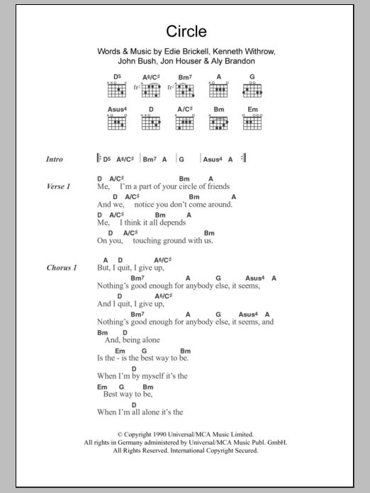 Edie Brickell Circle Sheet Music Notes & Chords for Lyrics & Chords - Download or Print PDF