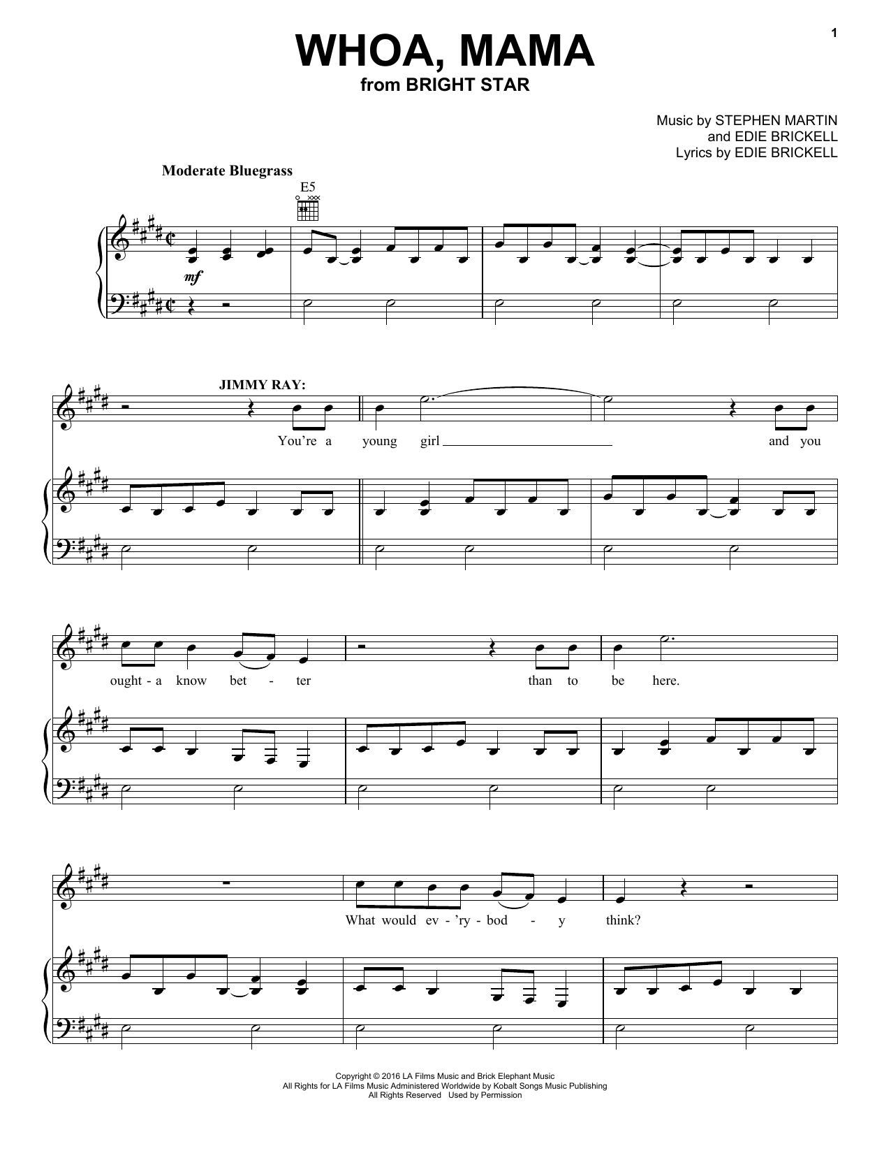 Edie Brickell Whoa, Mama Sheet Music Notes & Chords for Piano, Vocal & Guitar (Right-Hand Melody) - Download or Print PDF