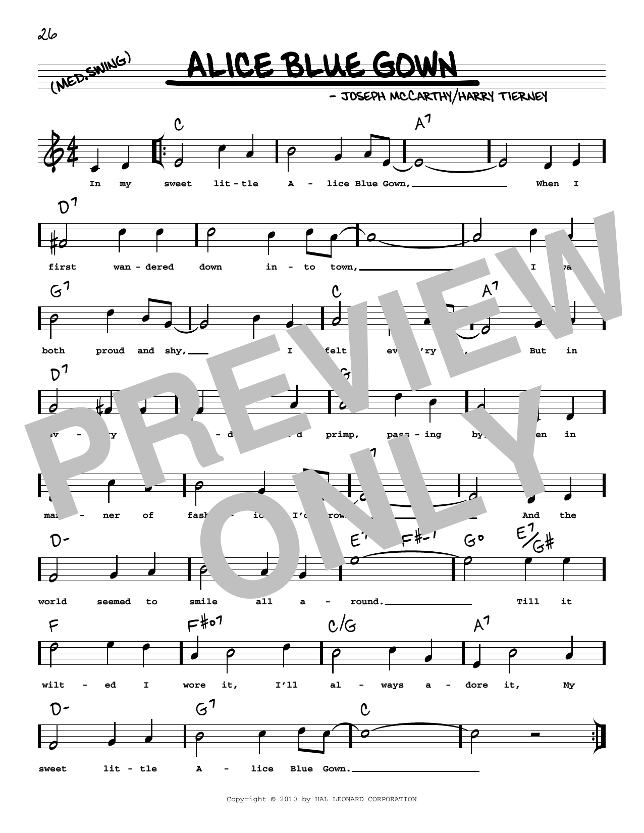 Edith Day Alice Blue Gown (arr. Robert Rawlins) Sheet Music Notes & Chords for Real Book – Melody, Lyrics & Chords - Download or Print PDF