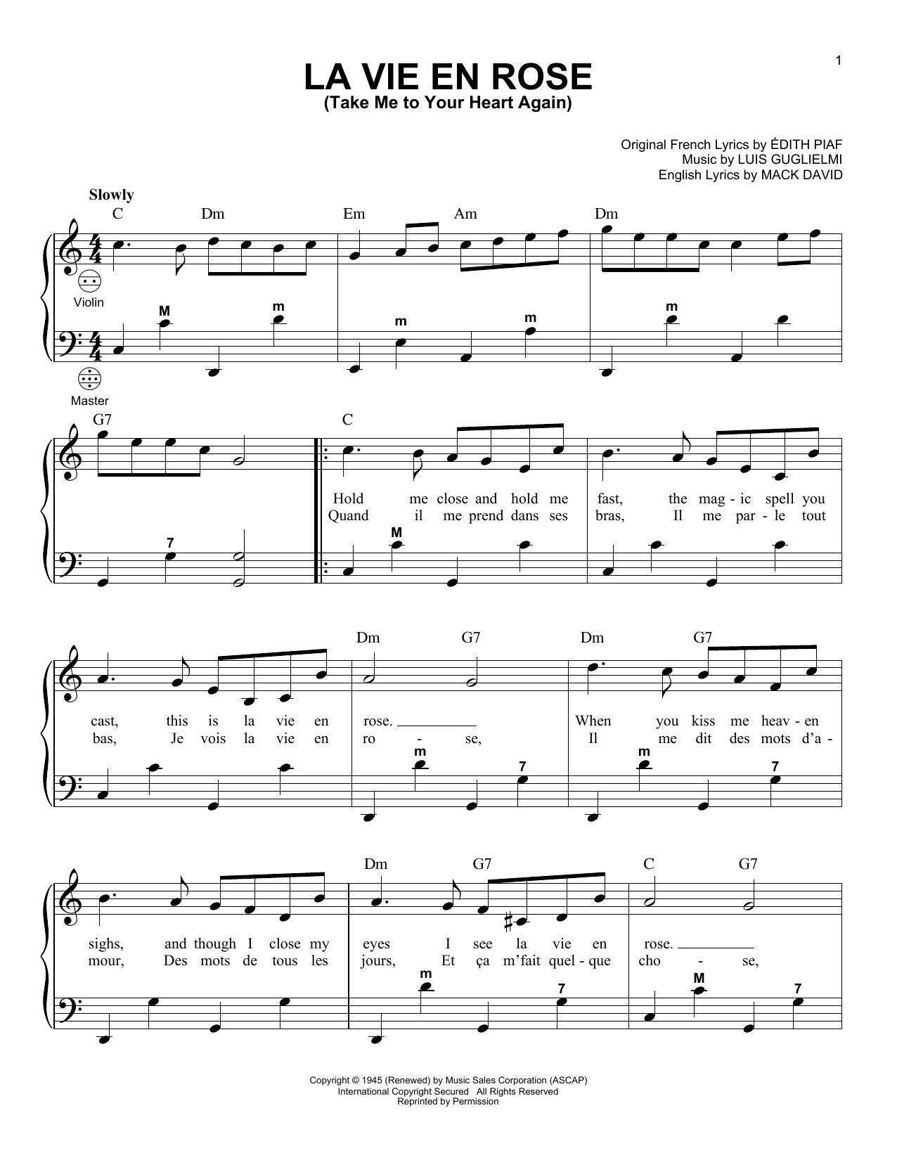 Gary Meisner La Vie En Rose (Take Me To Your Heart Again) Sheet Music Notes & Chords for Accordion - Download or Print PDF