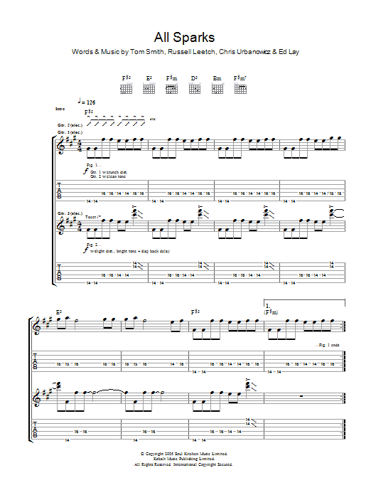 Editors All Sparks Sheet Music Notes & Chords for Guitar Tab - Download or Print PDF