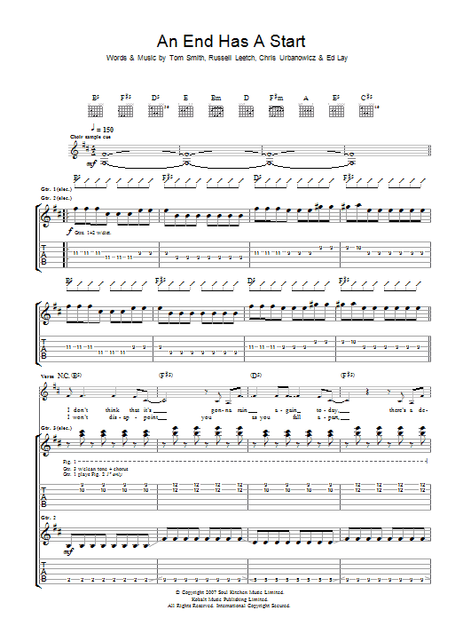 Editors An End Has A Start Sheet Music Notes & Chords for Guitar Tab - Download or Print PDF