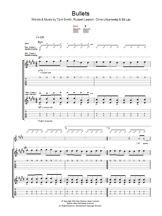 Editors Bullets Sheet Music Notes & Chords for Guitar Tab - Download or Print PDF