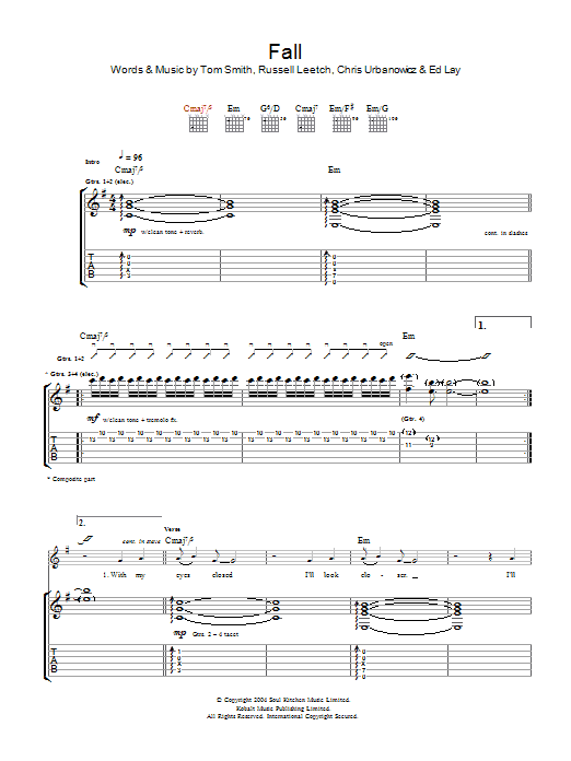 Editors Fall Sheet Music Notes & Chords for Guitar Tab - Download or Print PDF