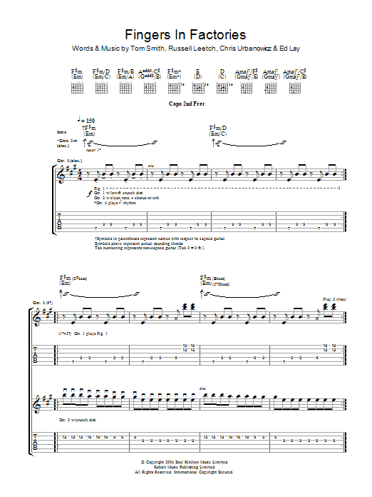 Editors Fingers In The Factories Sheet Music Notes & Chords for Guitar Tab - Download or Print PDF