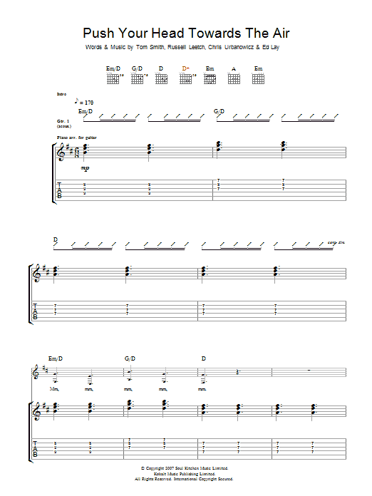 Editors Push Your Head Towards The Air Sheet Music Notes & Chords for Guitar Tab - Download or Print PDF