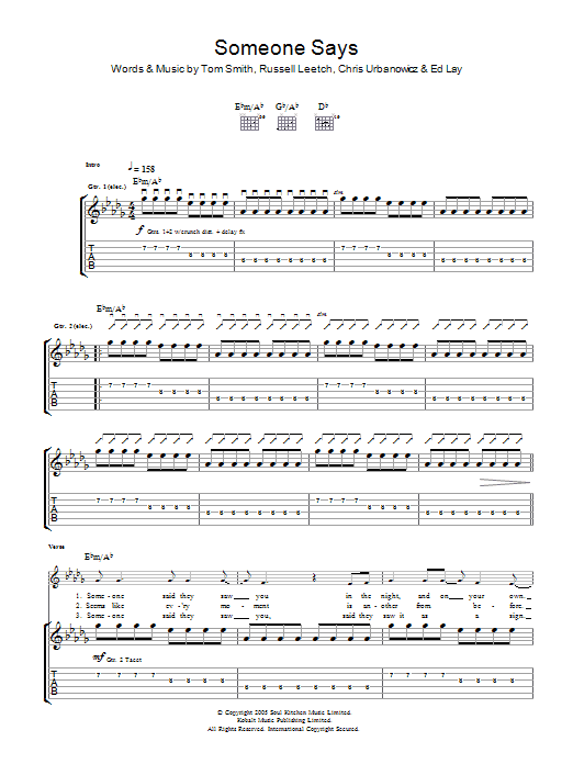 Editors Someone Says Sheet Music Notes & Chords for Guitar Tab - Download or Print PDF