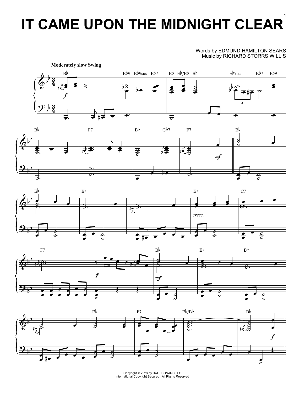 Edmund Hamilton Sears It Came Upon The Midnight Clear [Boogie Woogie version] (arr. Brent Edstrom) Sheet Music Notes & Chords for Piano Solo - Download or Print PDF