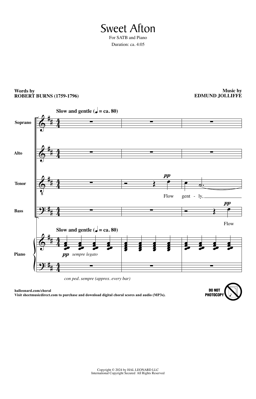 Edmund Jolliffe Sweet Afton Sheet Music Notes & Chords for SATB Choir - Download or Print PDF