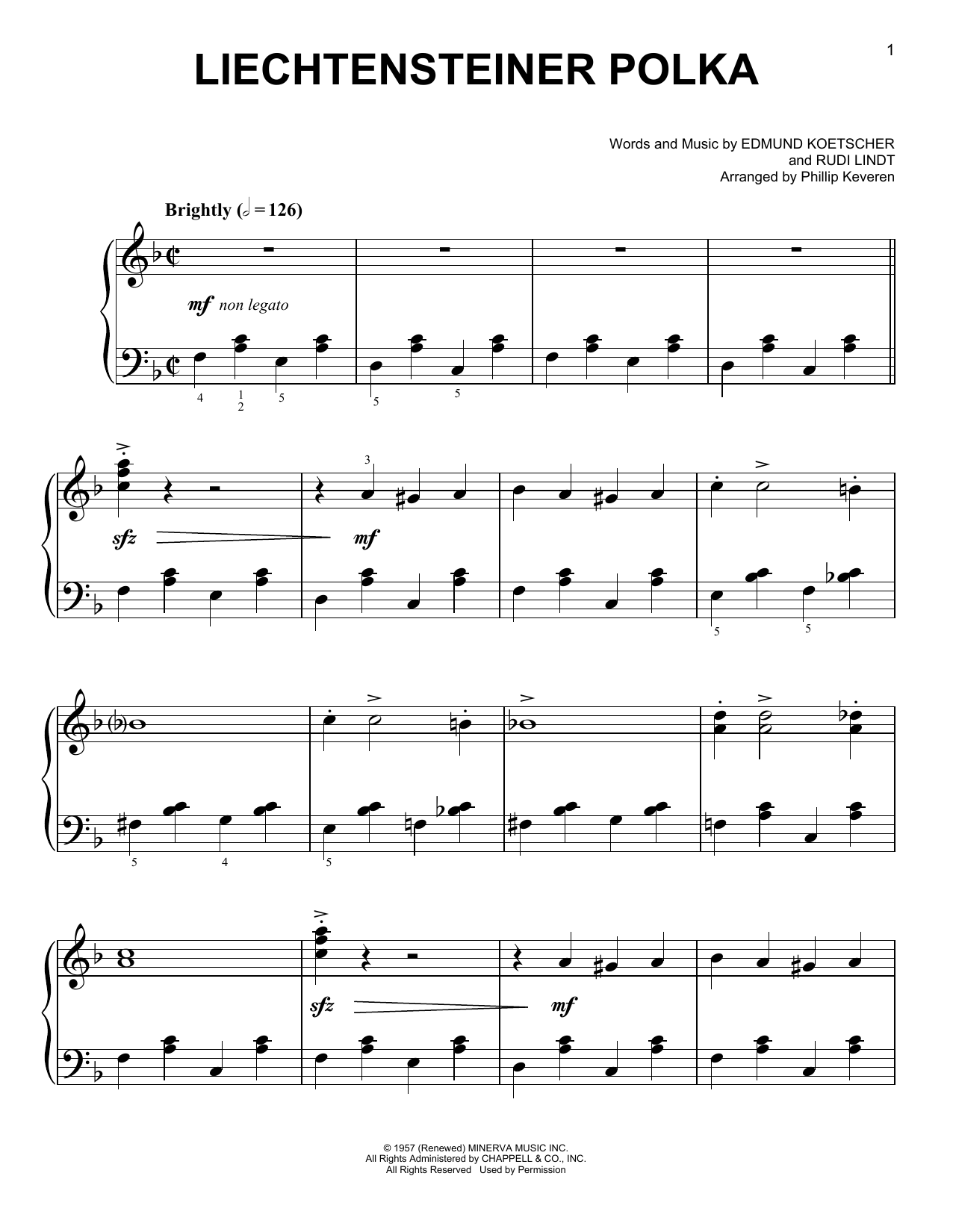 Edmund Koetscher Liechtensteiner Polka [Classical version] (arr. Phillip Keveren) Sheet Music Notes & Chords for Easy Piano - Download or Print PDF