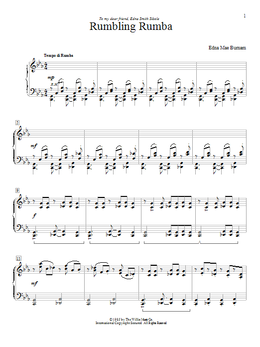 Edna Mae Burnam Rumbling Rumba Sheet Music Notes & Chords for Educational Piano - Download or Print PDF