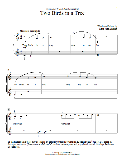 Edna Mae Burnam Two Birds In A Tree Sheet Music Notes & Chords for Educational Piano - Download or Print PDF