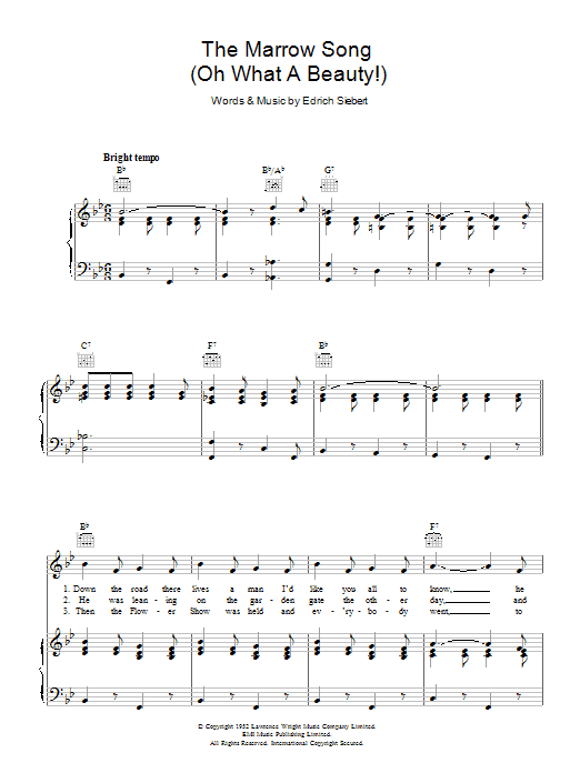 Edrich Siebert The Marrow Song (Oh What A Beauty) Sheet Music Notes & Chords for Piano, Vocal & Guitar (Right-Hand Melody) - Download or Print PDF