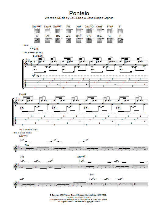 Edu Lobo Ponteio Sheet Music Notes & Chords for Guitar Tab - Download or Print PDF