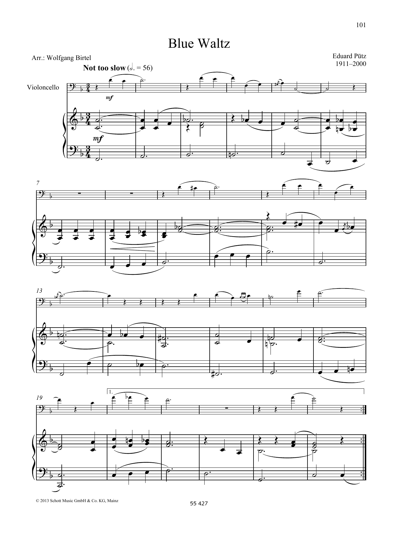 Eduard Putz Blue Waltz Sheet Music Notes & Chords for String Solo - Download or Print PDF