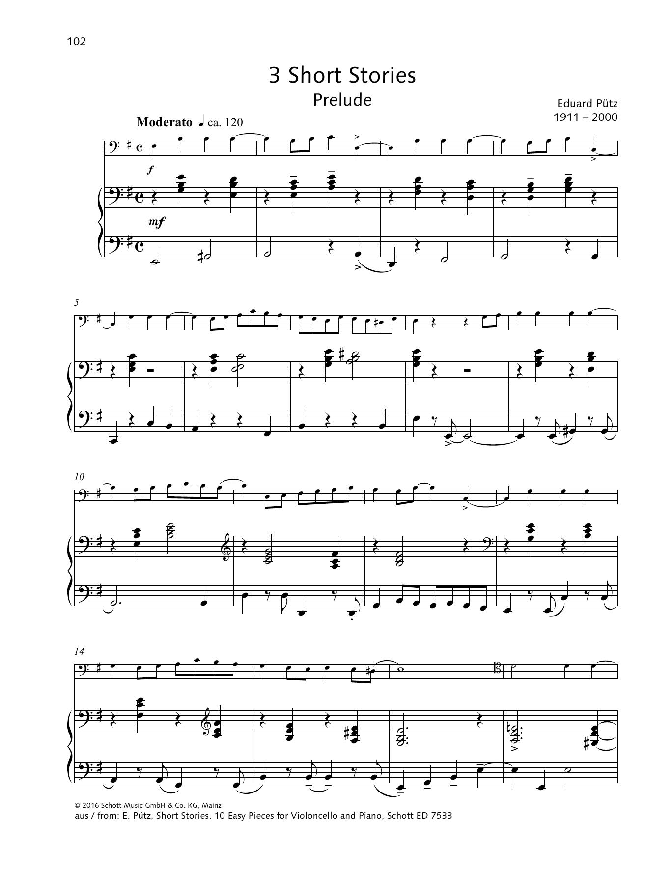 Eduard Pütz Prélude Sheet Music Notes & Chords for String Solo - Download or Print PDF