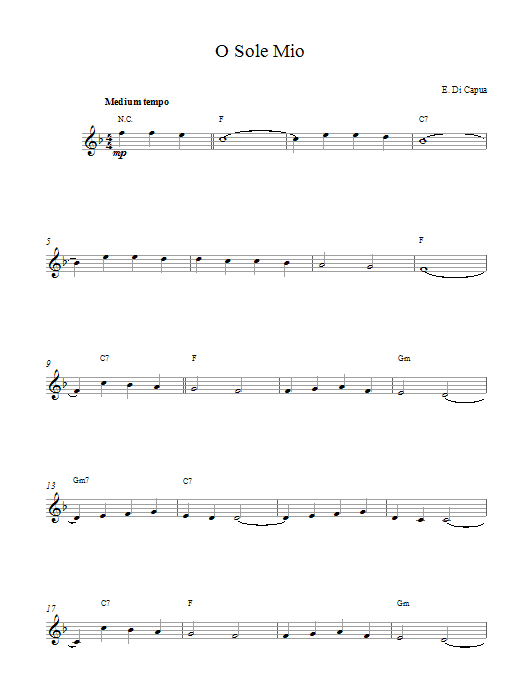 Eduardo Di Capua O Sole Mio Sheet Music Notes & Chords for Piano & Vocal - Download or Print PDF