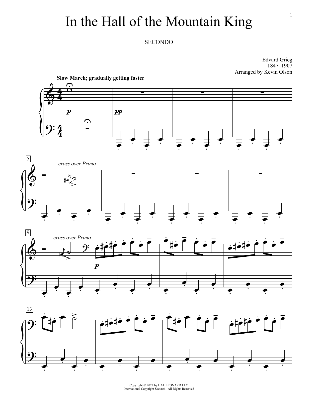 Edvard Grieg In The Hall Of The Mountain King (arr. Kevin Olson) Sheet Music Notes & Chords for Piano Duet - Download or Print PDF