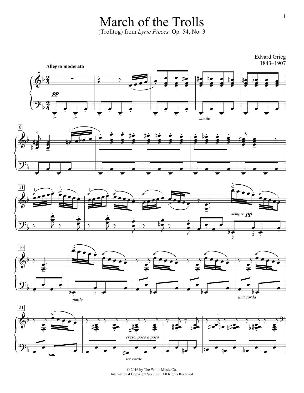 Edvard Grieg March Of The Trolls (Trolltog) Sheet Music Notes & Chords for Educational Piano - Download or Print PDF