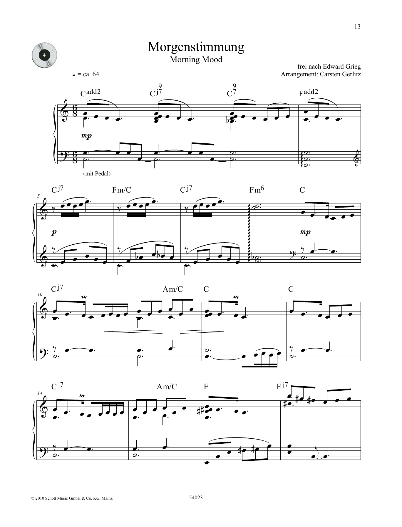 Edvard Grieg Morning Mood Sheet Music Notes & Chords for Piano Solo - Download or Print PDF