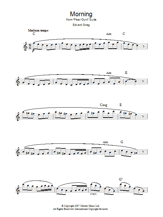 Edvard Grieg Morning Sheet Music Notes & Chords for Ukulele - Download or Print PDF