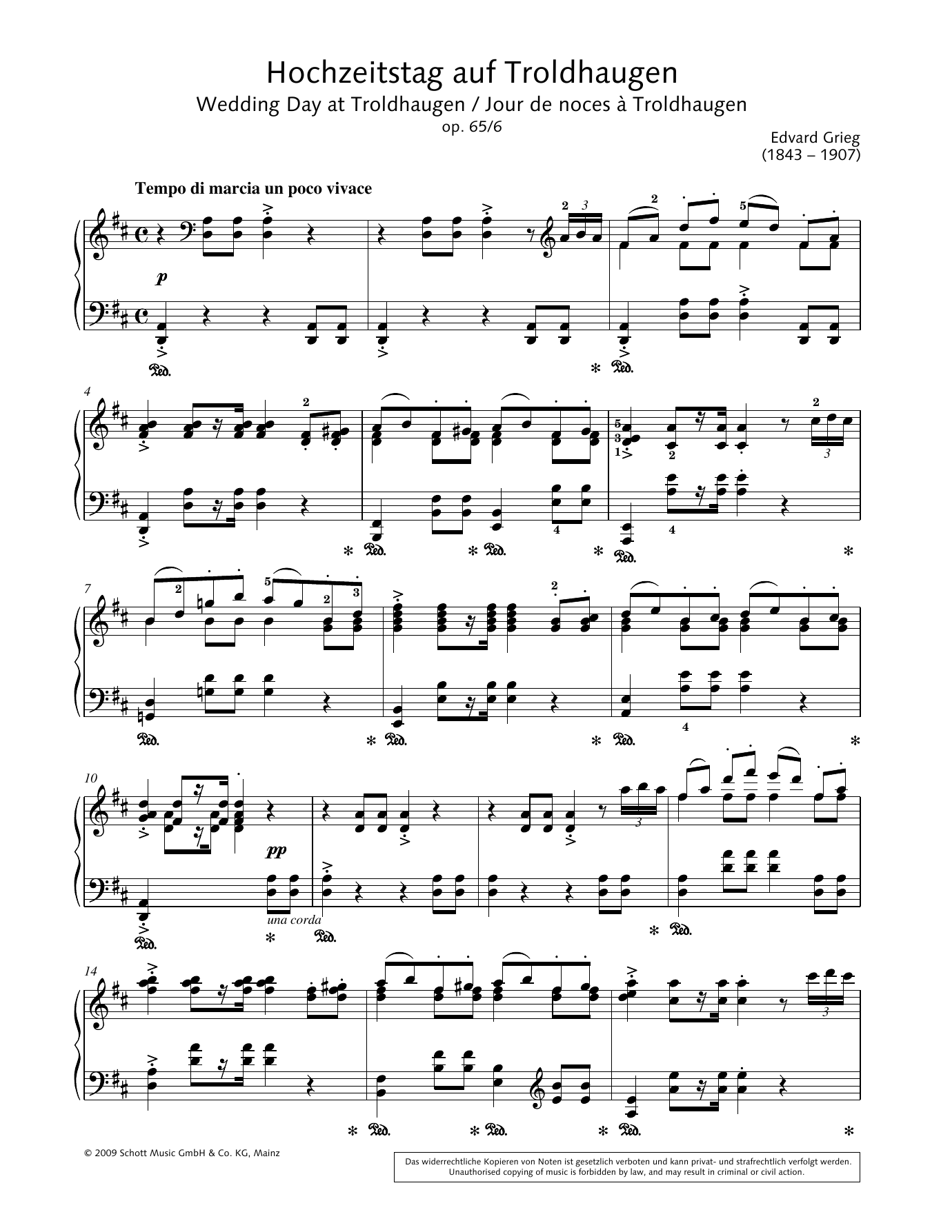 Edvard Grieg Wedding Day at Troldhaugen (arr. Hans-Gunter Heumann) Sheet Music Notes & Chords for Piano Solo - Download or Print PDF