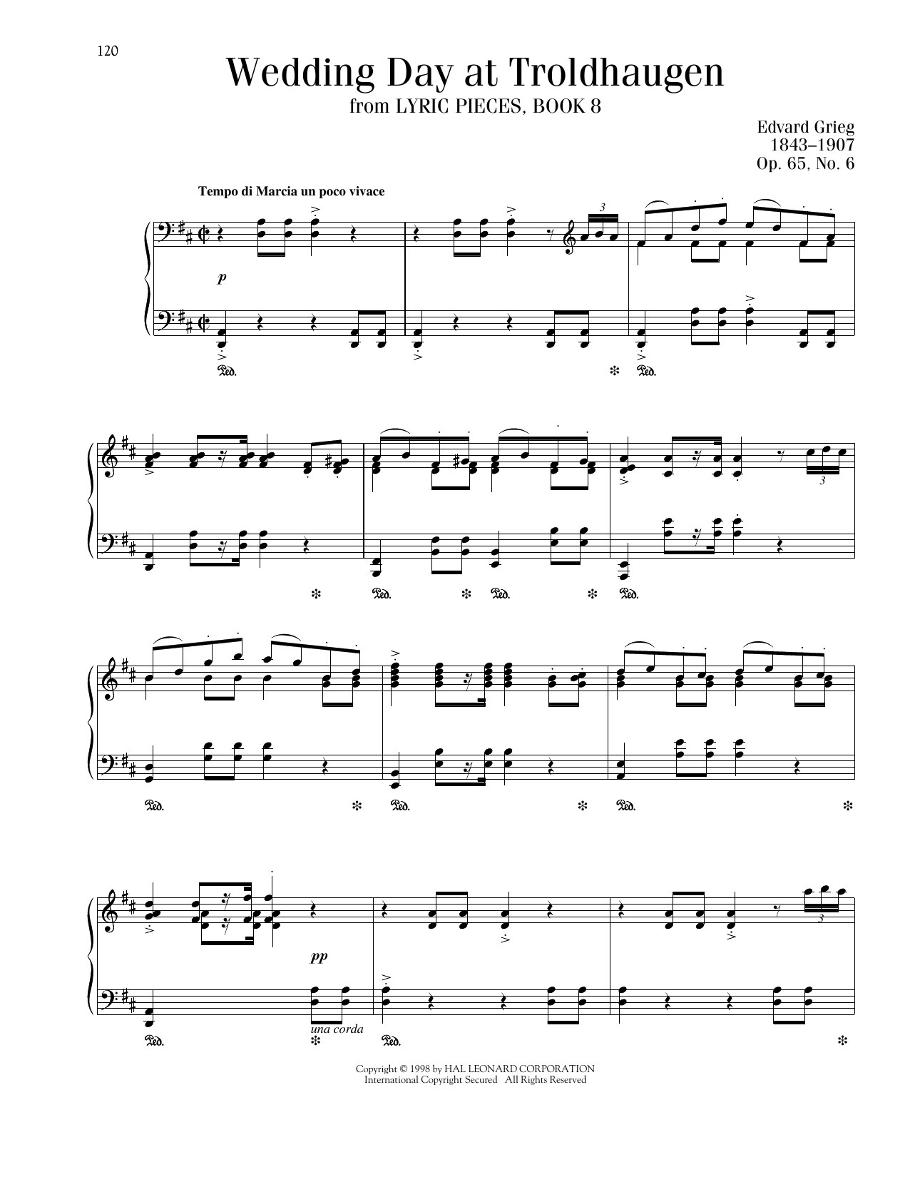 Edvard Grieg Wedding Day At Troldhaugen, Op. 65, No. 6 Sheet Music Notes & Chords for Piano Solo - Download or Print PDF