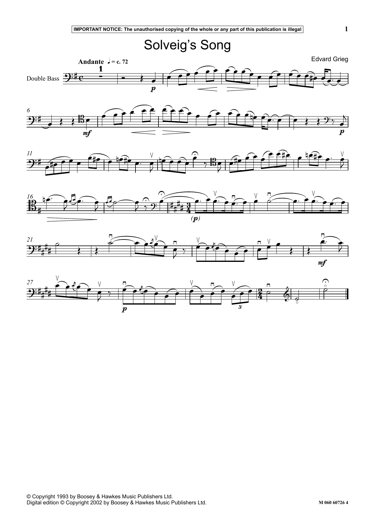 Solveig's Song sheet music