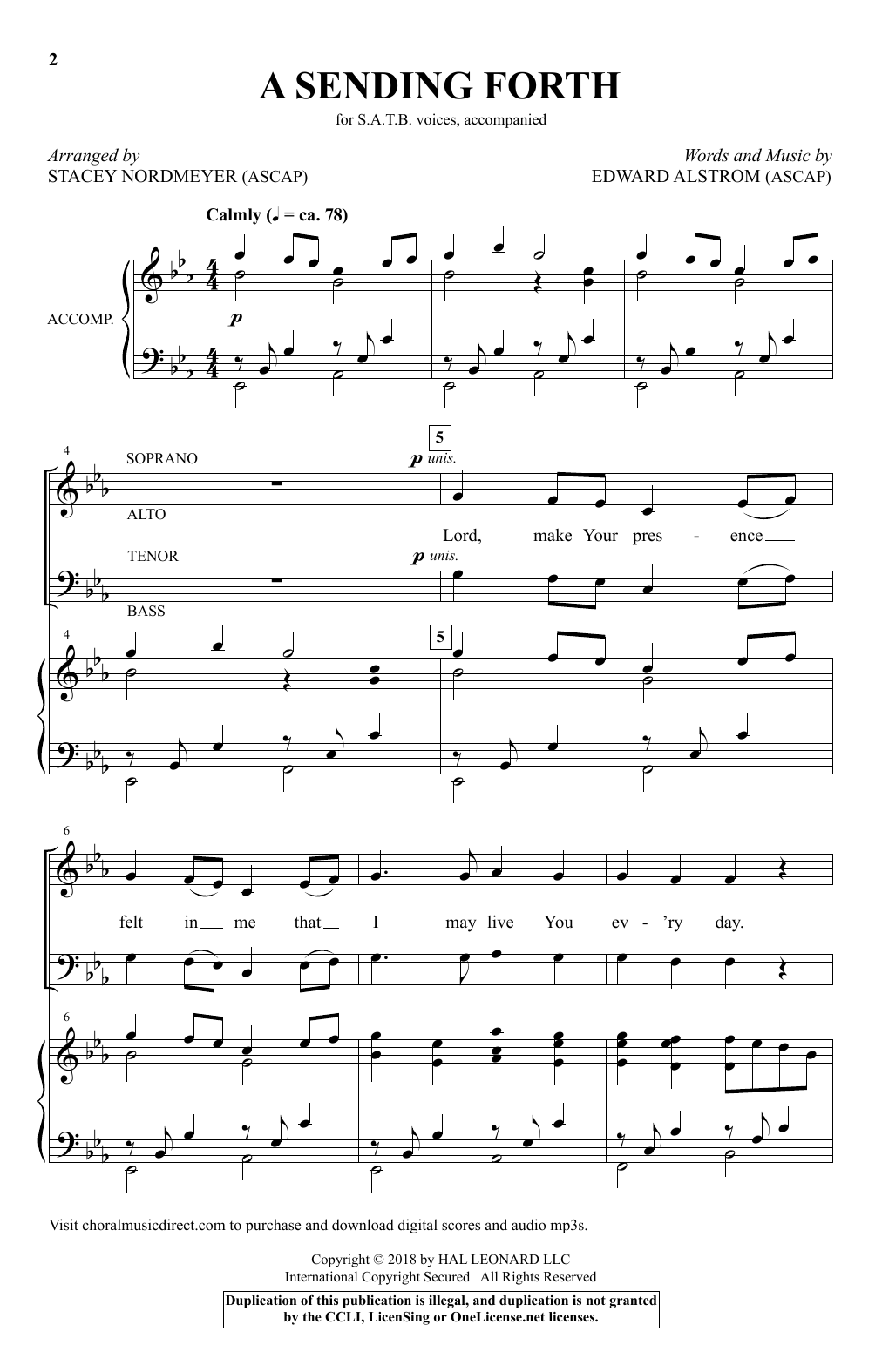 Edward Alstrom A Sending Forth (arr. Stacey Nordmeyer) Sheet Music Notes & Chords for SATB - Download or Print PDF
