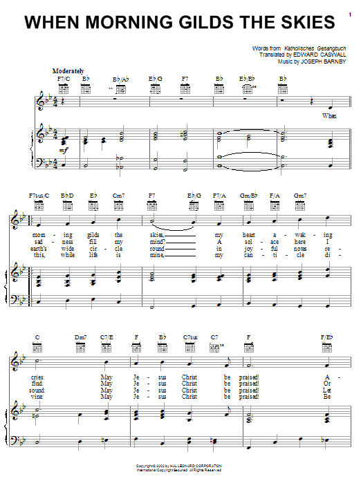 Edward Caswall When Morning Gilds The Skies Sheet Music Notes & Chords for Educational Piano - Download or Print PDF