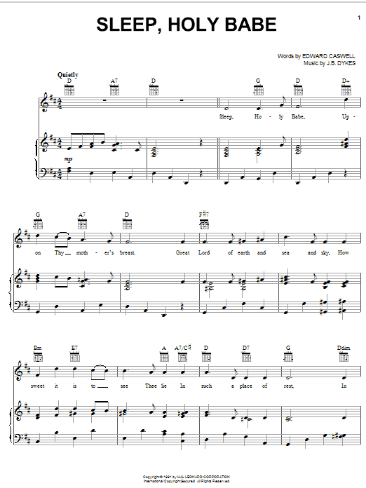 Edward Caswell Sleep, Holy Babe Sheet Music Notes & Chords for Melody Line, Lyrics & Chords - Download or Print PDF