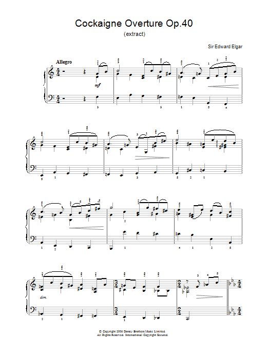 Edward Elgar Cockaigne Overture Op.40 Sheet Music Notes & Chords for Easy Piano - Download or Print PDF
