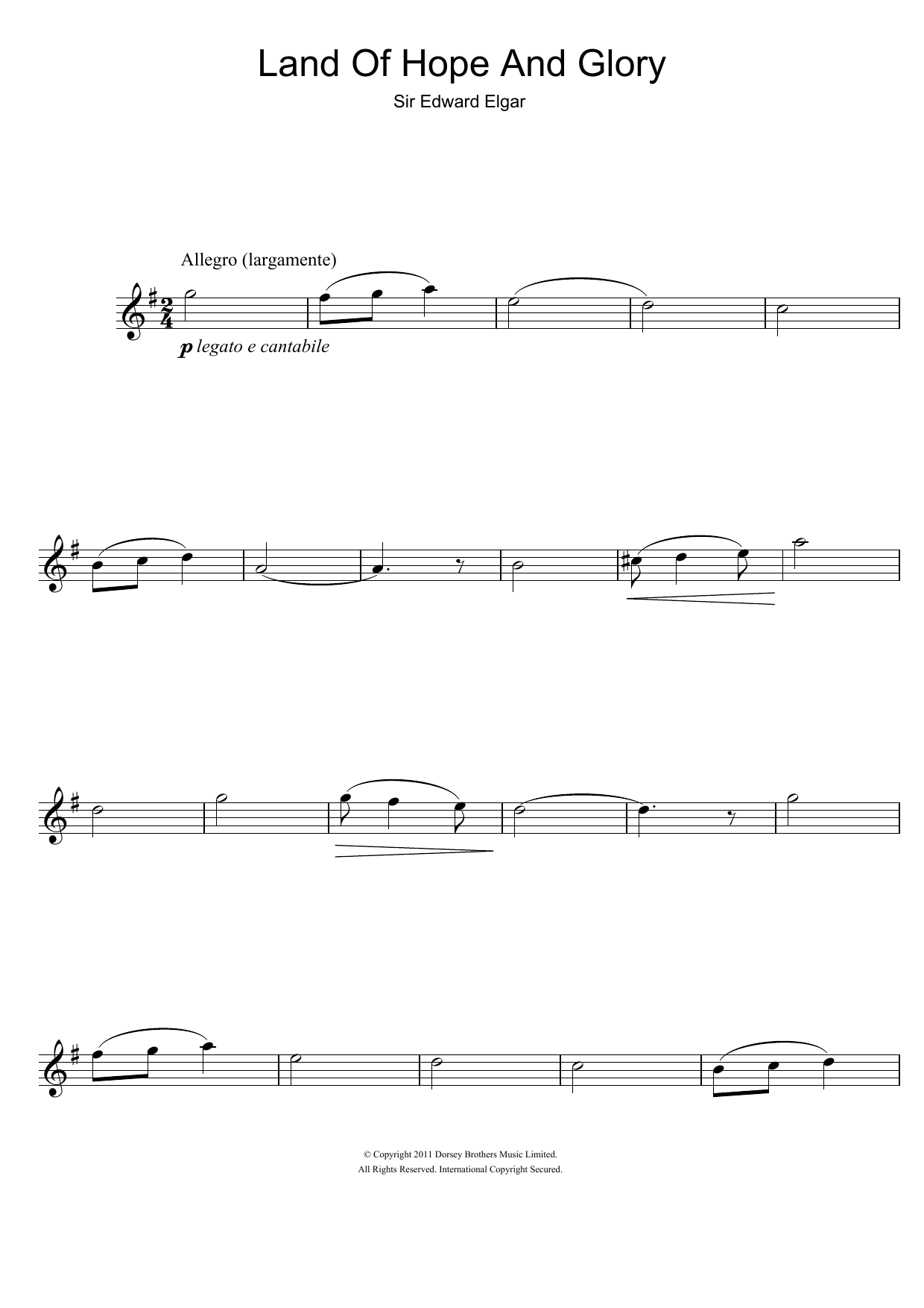 Edward Elgar Land Of Hope And Glory (Pomp And Circumstance March No 1) Sheet Music Notes & Chords for Flute - Download or Print PDF
