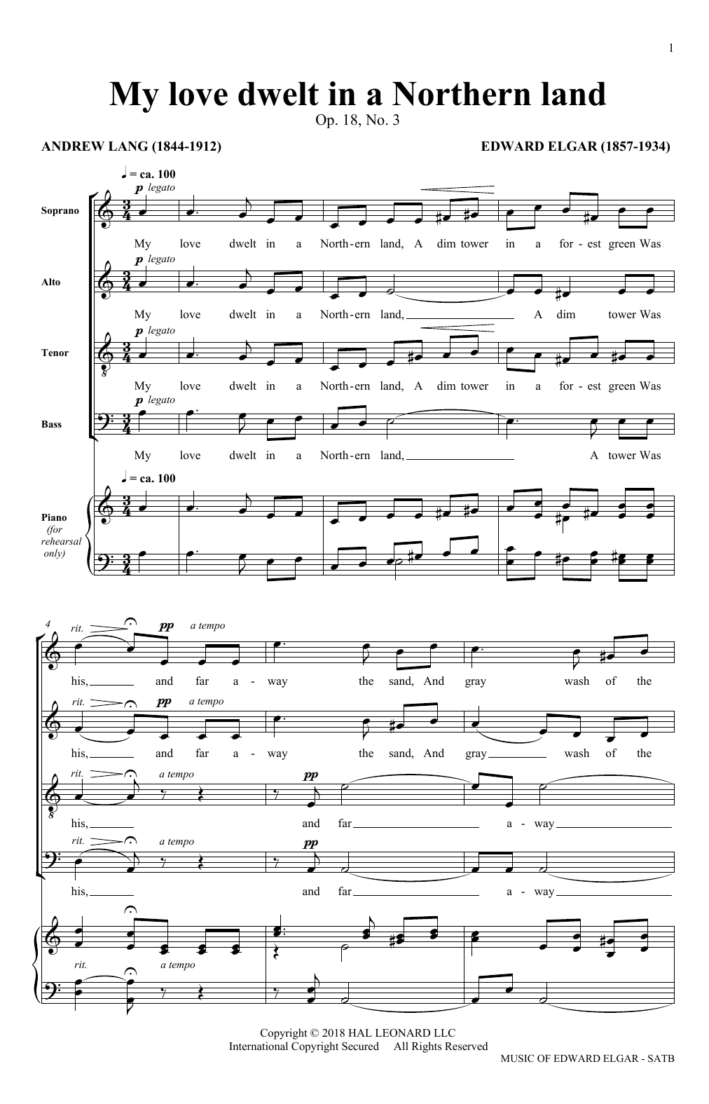 Edward Elgar My Love Dwelt (arr. Philip Lawson) Sheet Music Notes & Chords for SATB Choir - Download or Print PDF