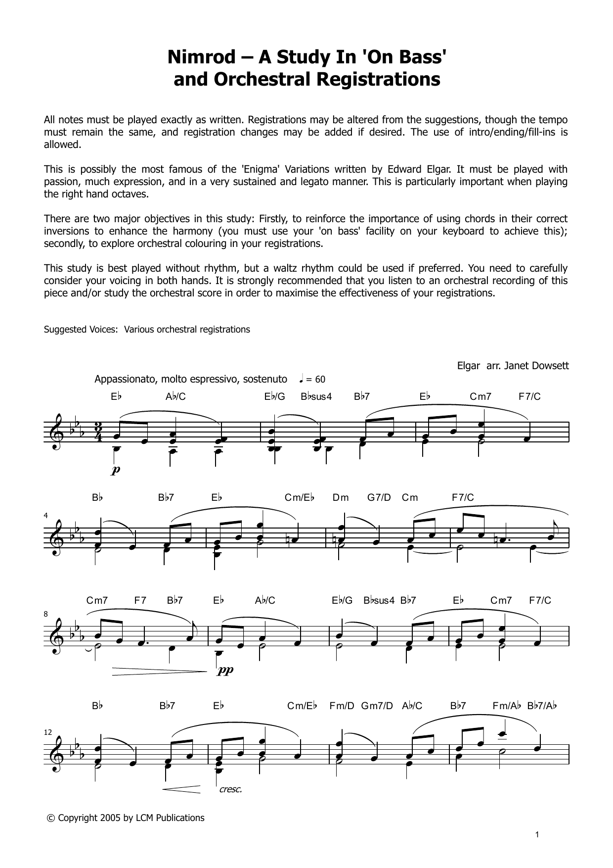 Edward Elgar Nimrod (from LCME Electronic Keyboard Grade 8 List A) Sheet Music Notes & Chords for Piano Solo - Download or Print PDF
